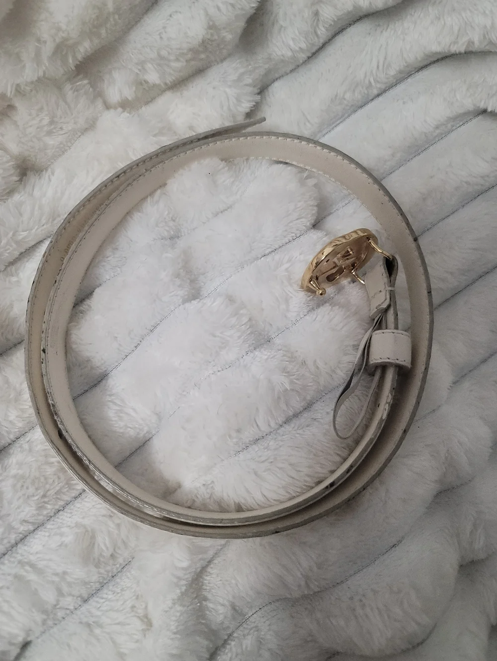 Gucci White/Black Leather Vintage Interlocking G Buckle Belt Size 70 - Picture 8 of 8